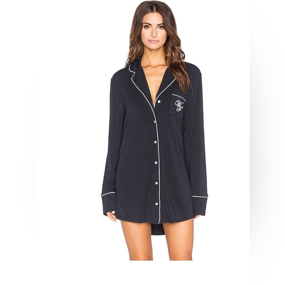Wildfox Couture Let's Spend The Night Together Black Sleep Shirt Medium - Picture 3 of 5